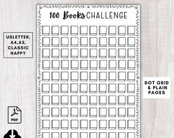 100 Book challenge tracker printable,Books reading challenge templates,Bujo Bookshelf reading log coloring page digital,A5 journal page