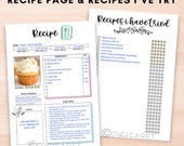 Recipe page template printable,Blank Recipe card sheet,Food ideas,Food recipe book pdf,Cook Book Journal,Recipe Planner tracker,A5 bujo page