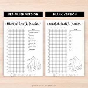 Mental health yearly tracker journal printable,Stress tracker page,Anxiety tracking log,Bullett journal pre made,A5 bujo  journal insert PDF