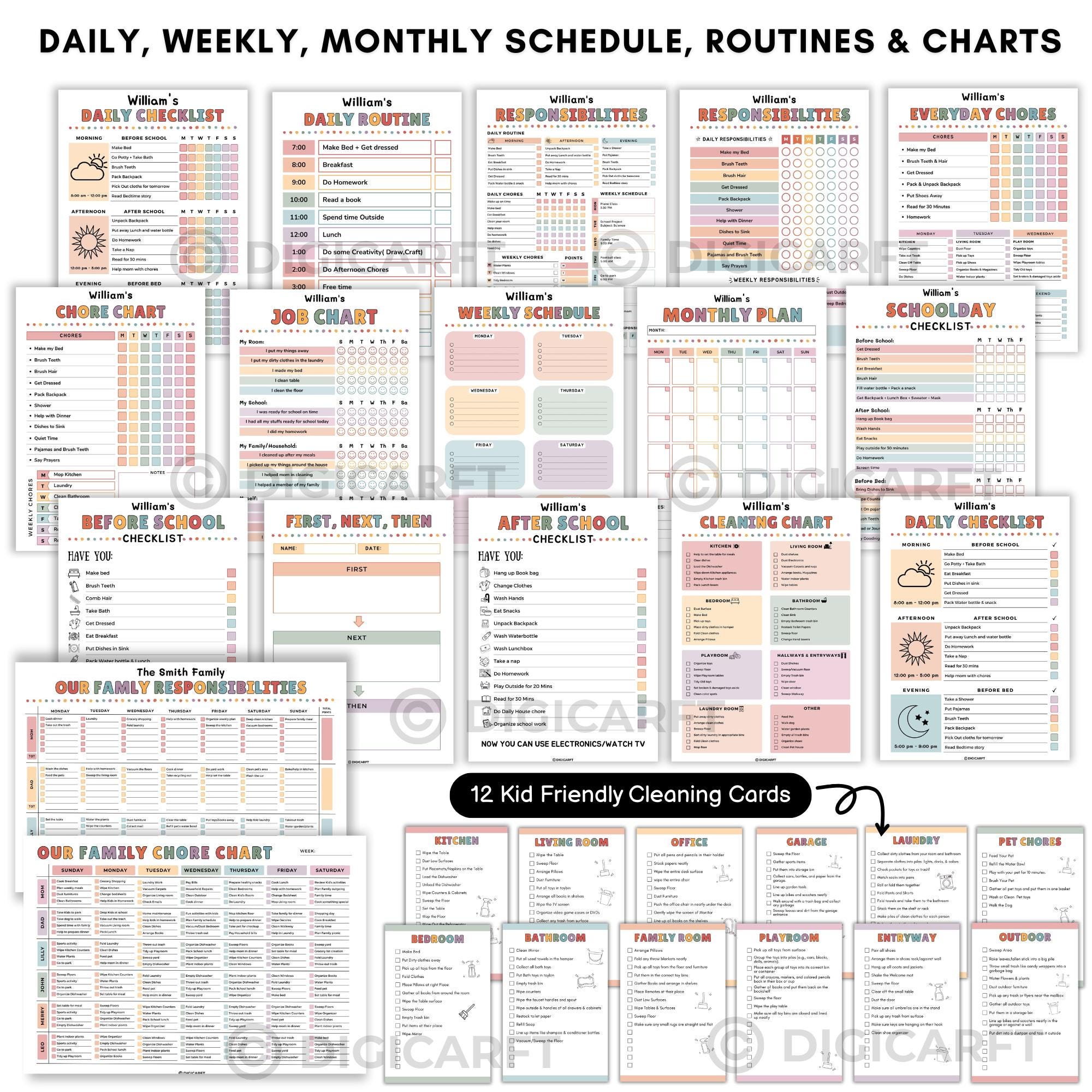 Kids Adhd Executive Functioning Toolkit,daily Routine Chore Chart ...