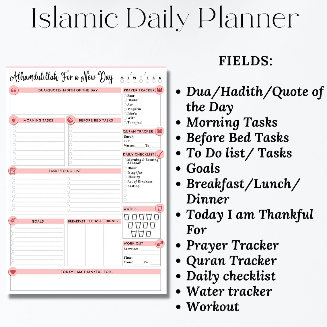 Islamic Daily Planner Printable Islamic Planner Muslim Etsy