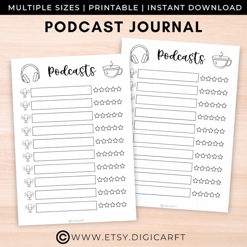 Podcast Tracker Printable,favorite Podcast Log,podcast to Listen ...
