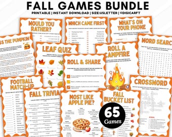 Fall game bundle,Autumn Trivia Games,Fun Printable Games for adults and kids,Fall Games & Activities,Apple pumpkin games,Emoji pictionary