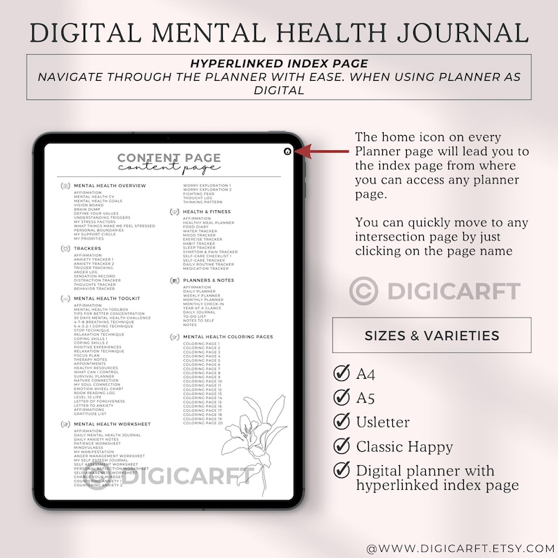 Minimalist Mental Health Journal for Daily Use,Guided Mental Health Journal for Personal Growth, Affirmations Journal for Mind, Body, and Soul,Printable Mood Tracker and Journal Combo, Mental Health Journal with Positive Habit Tracker