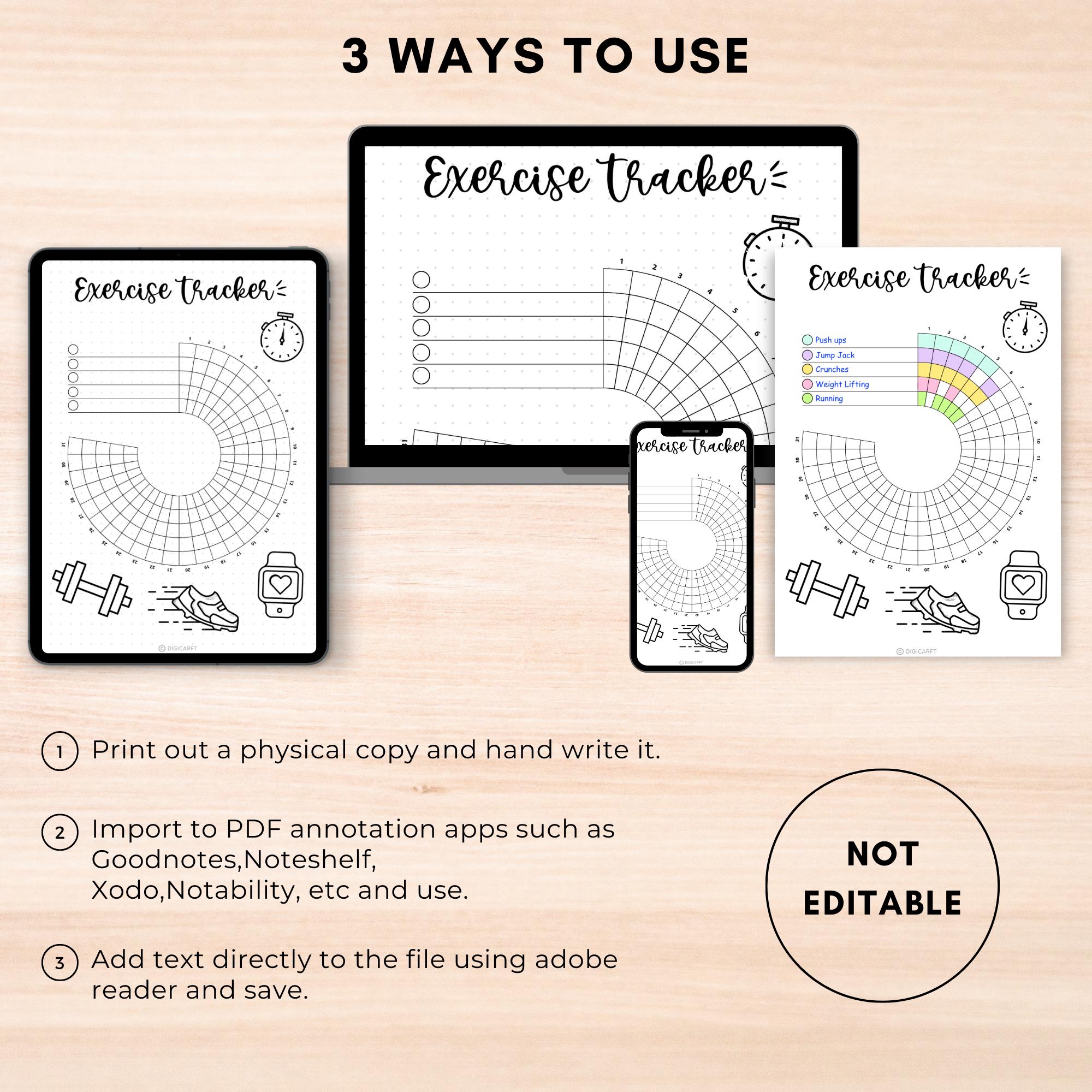 Monthly Exercise Coloring Tracker,workout Tracker Printable Journal ...