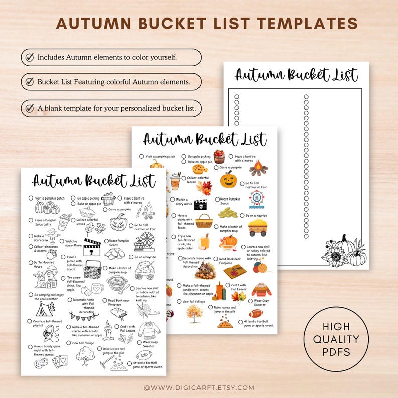Autumn bucket list,Fall bucket list printable