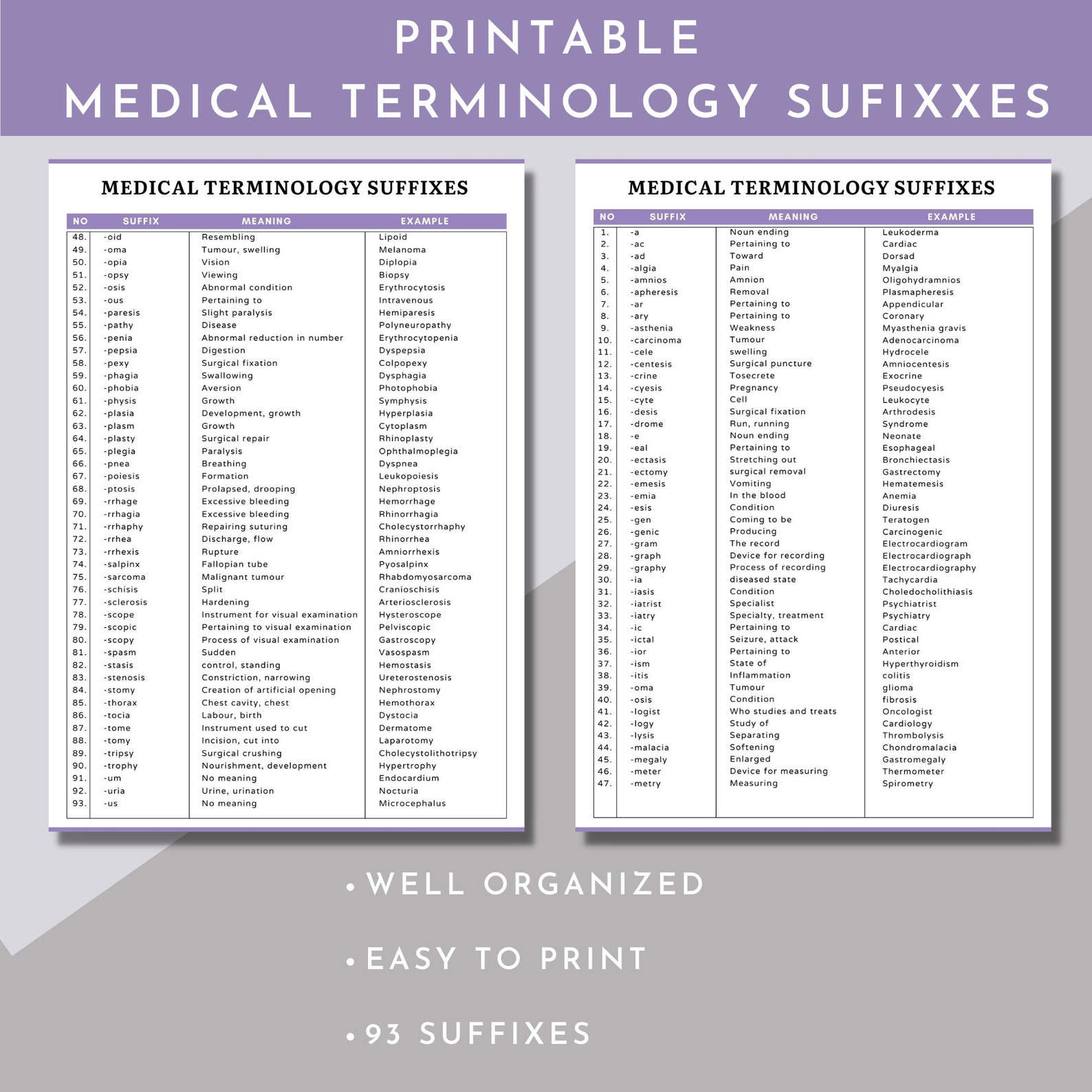 Medical Terminology Flashcardsmedical Terminology Prefixes Etsy Canada