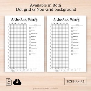 Editable year template, Journaling tracker printable, Digital year review, A5 printable journal, Pre-designed tracker PDF, Color-coded planner insert