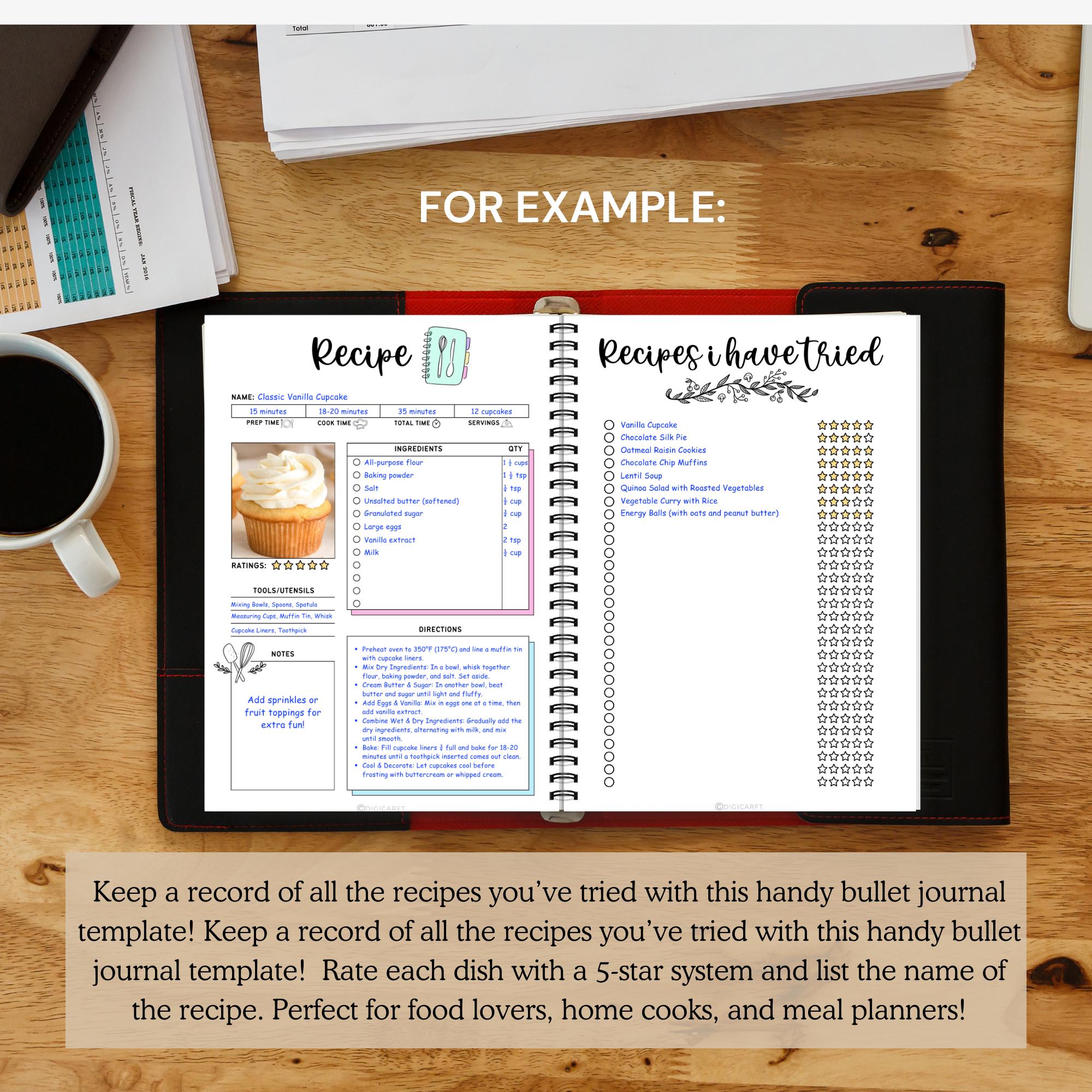 Recipe Page Template Printable,blank Recipe Card Sheet,food Ideas,food ...