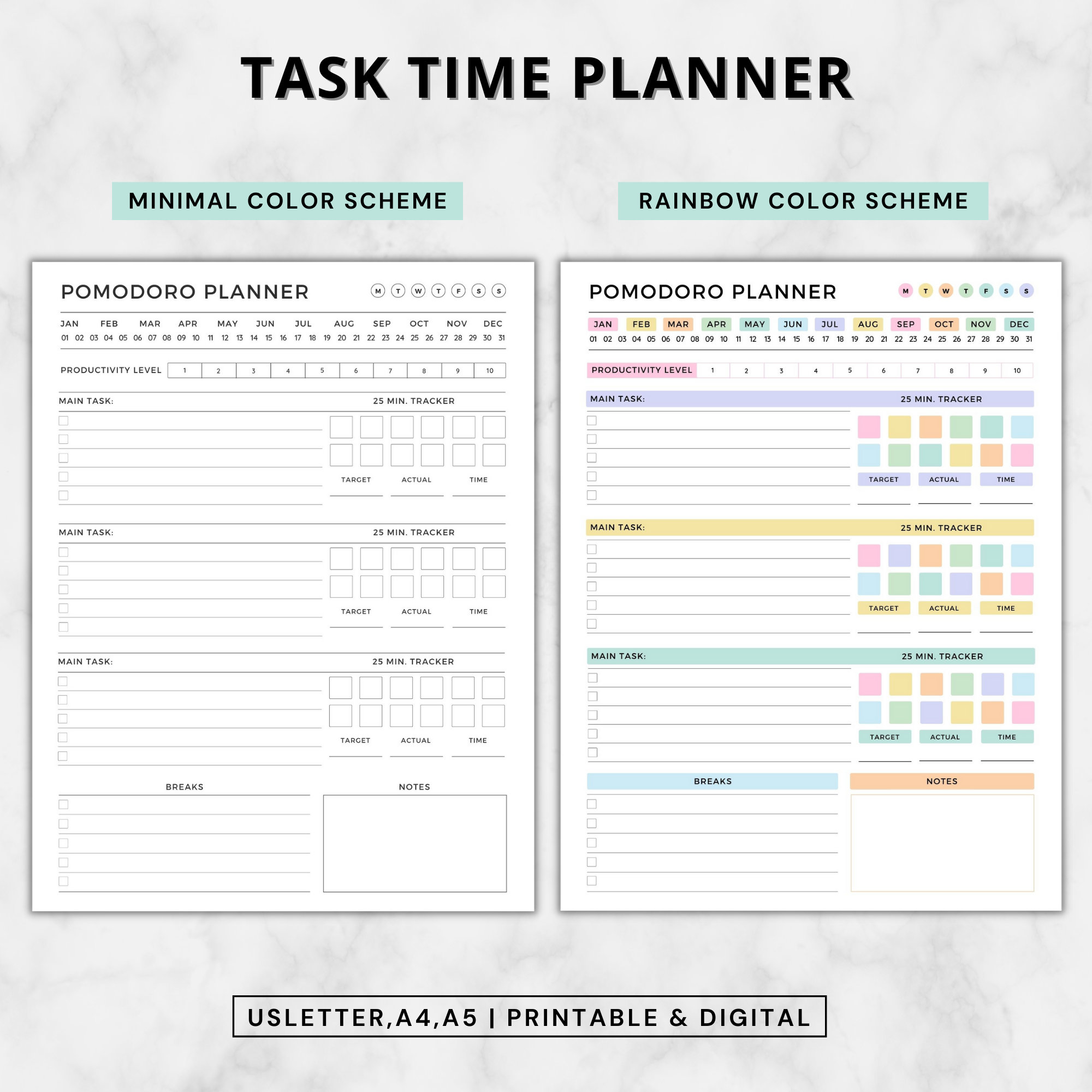 Pomodoro Planner Printableproductivity Planner Ipadstudy - Etsy