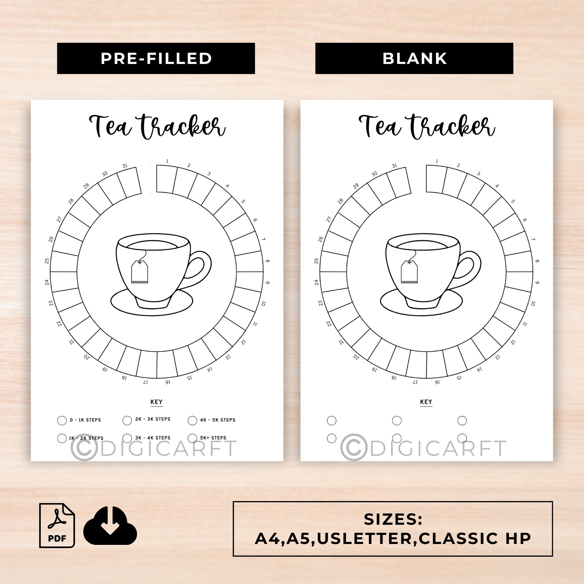 Monthly Tea Tracker Printable,a5 Bullett Journal Page,monthly Wheel ...