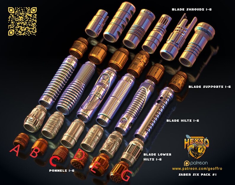 Lightsaber Kit Designed by HEX3D Saber Six Pack 1 Etsy