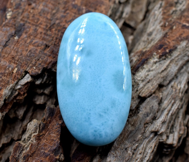 Oval Shape Larimar Oval Shape Cabochon Handmade Loose Stone Size 48X33X6 MM Approx Smooth Cabochon Natural Stone
