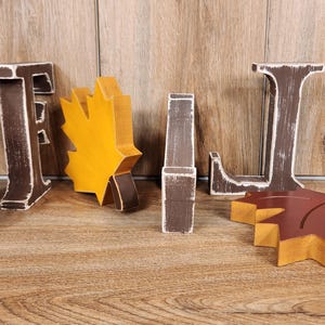 FALL! Distressed Wood Letters and Autumn Leaf for Seasonal Fall Decor ...