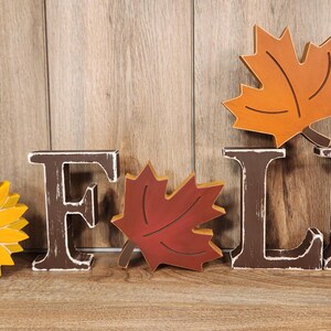 FALL! Distressed Wood Letters and Autumn Leaf for Seasonal Fall Decor ...