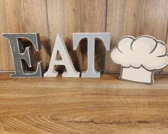 EAT! Distressed, free standing wood letters for kitchen decor or housewarming gift
