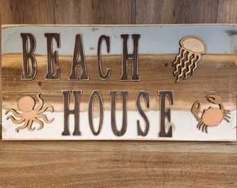 Beach House rustic wood sign adding that coastal charm to any beach cottage home decor