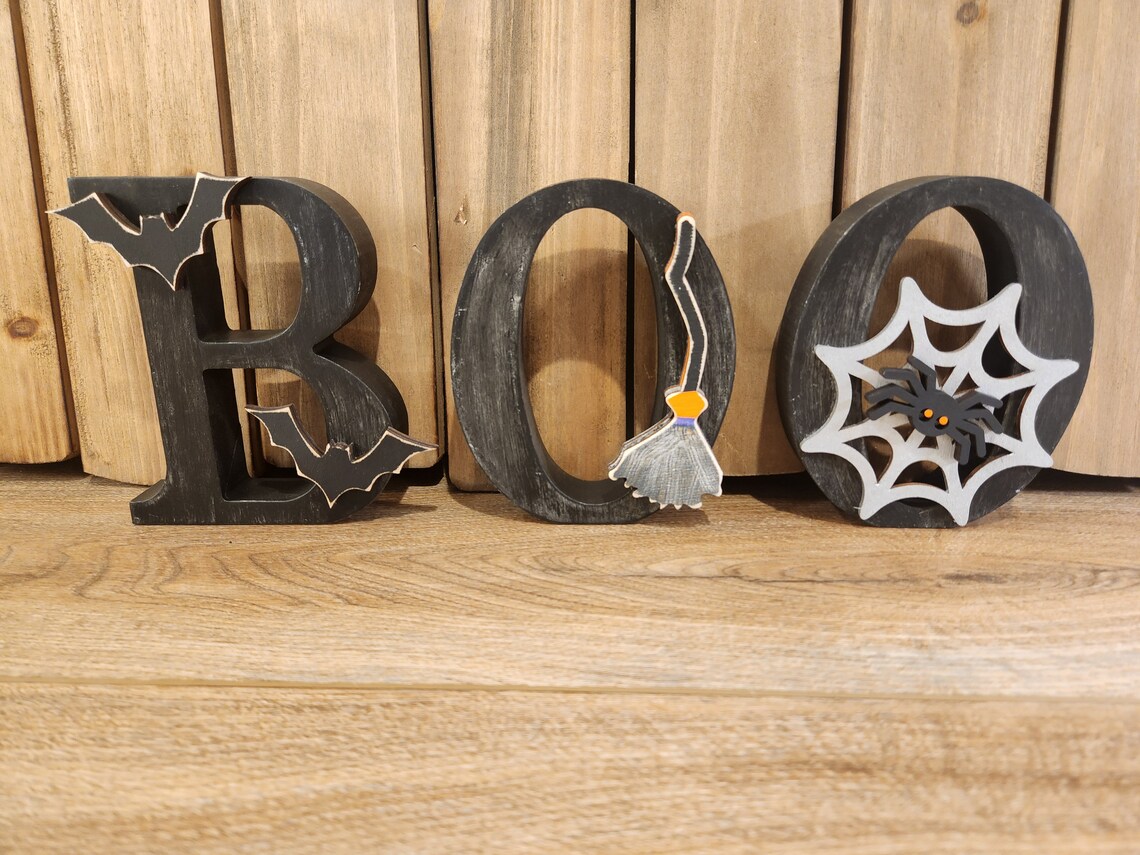 BOO Fun and Festive Wood Letter Display for Halloween and - Etsy