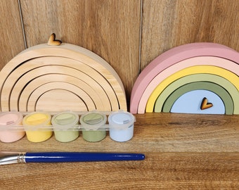 Wooden Rainbow Paint Kit: DIY Decor