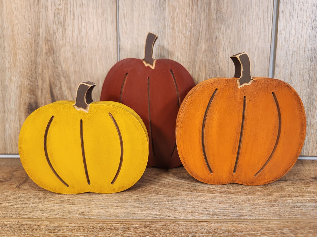 Rustic Wood Pumpkin Set: Fall and Thanksgiving Decor - Etsy