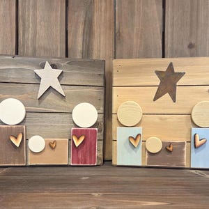 Rustic Wooden Nativity Set: Hand-Painted Holiday Decor