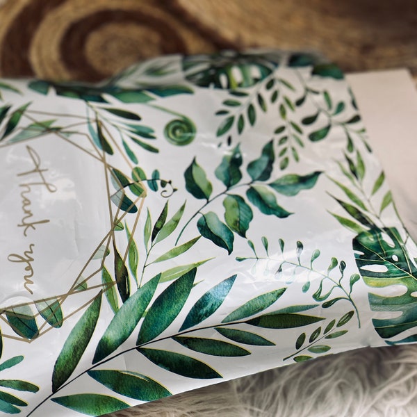 1-300 Versandtaschen Eukalyptus grün ''THANK YOU'' Verpackungstasche Warentaschen Polymailer Verpackung Warenverpackung 250x350mm wasserfest