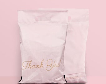 Sacs d'expédition or rose avec poignée "MERCI" polybags polymailer emballage marchandises emballage enveloppe étanche MERCI pas cher
