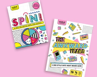 90s Themed Date Night Bundle - Mother's Day Gift for Couples, Board Game Night Present Set, Spin the Bottle, Romantic and Intimate Games