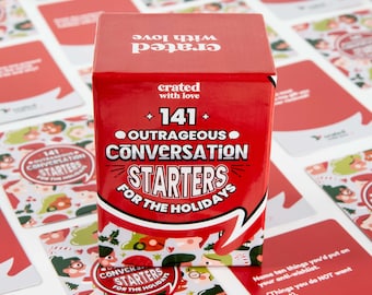 Holiday Conversation Starters for Family and Friends, Christmas, Thanksgiving Table Topics, Dinner Party, Stocking Stuffer Gift Ideas