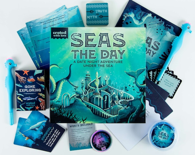 Deep Sea Date Night Box for Couples - Ocean Adventure Game Challenge Kit, Valentine's Day Holiday Gift, Relationship Building