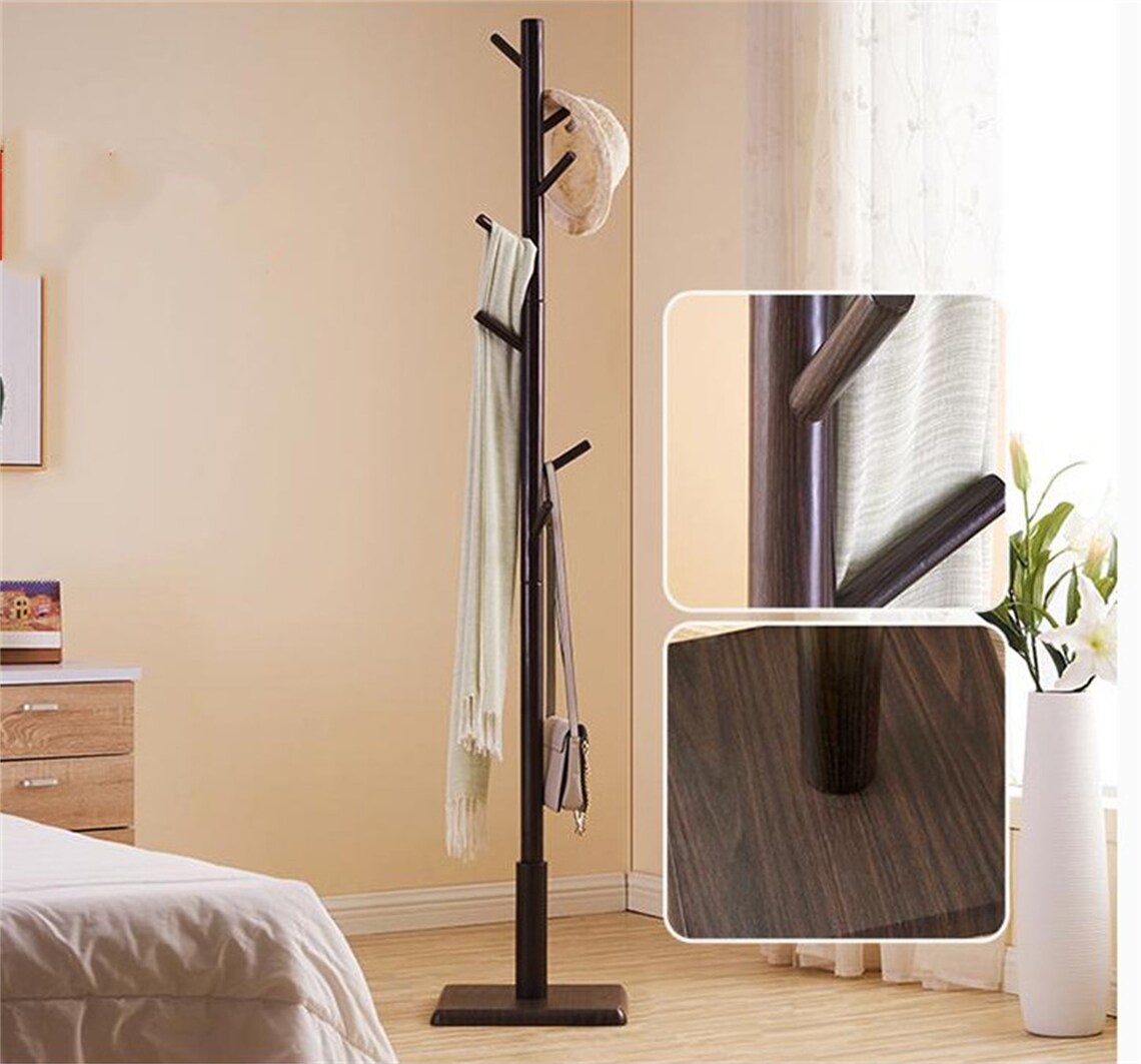 Coat rack solid wood hanger floor bedroom corner hanging Etsy