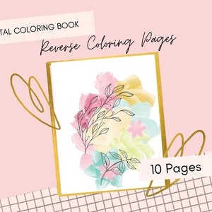 Reverse Coloring Book Adults Children Teens Instant Digital Printable  Download 40 A4 Pages Meditation Gift Idea Cottagecore Mushrooms Floral 