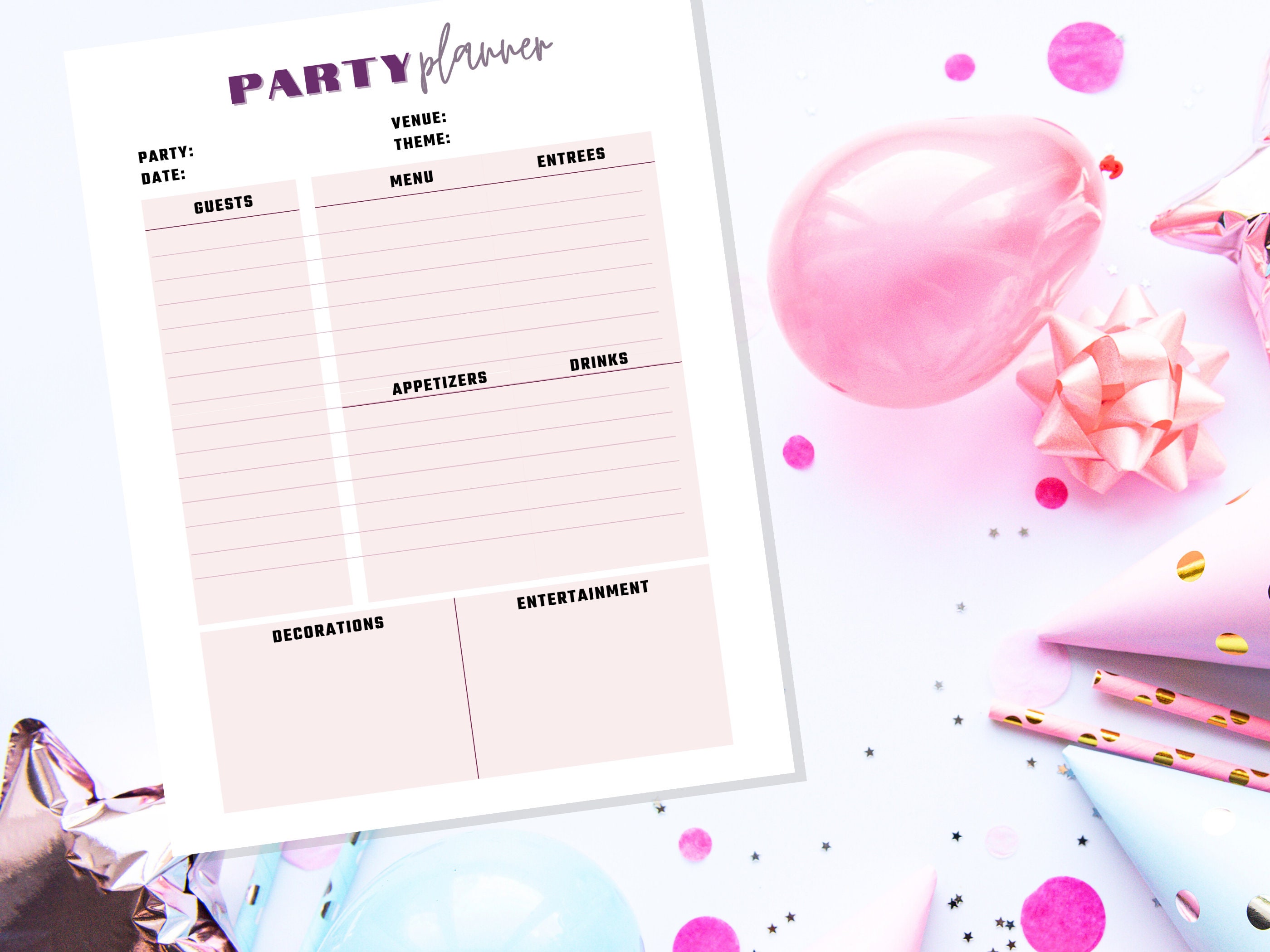 Home Organization Printables, PDF, 2 Colors pink Beige, Downloadable ...