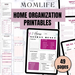 Home Organization Printables, PDF, 2 Colors pink Beige, Downloadable ...