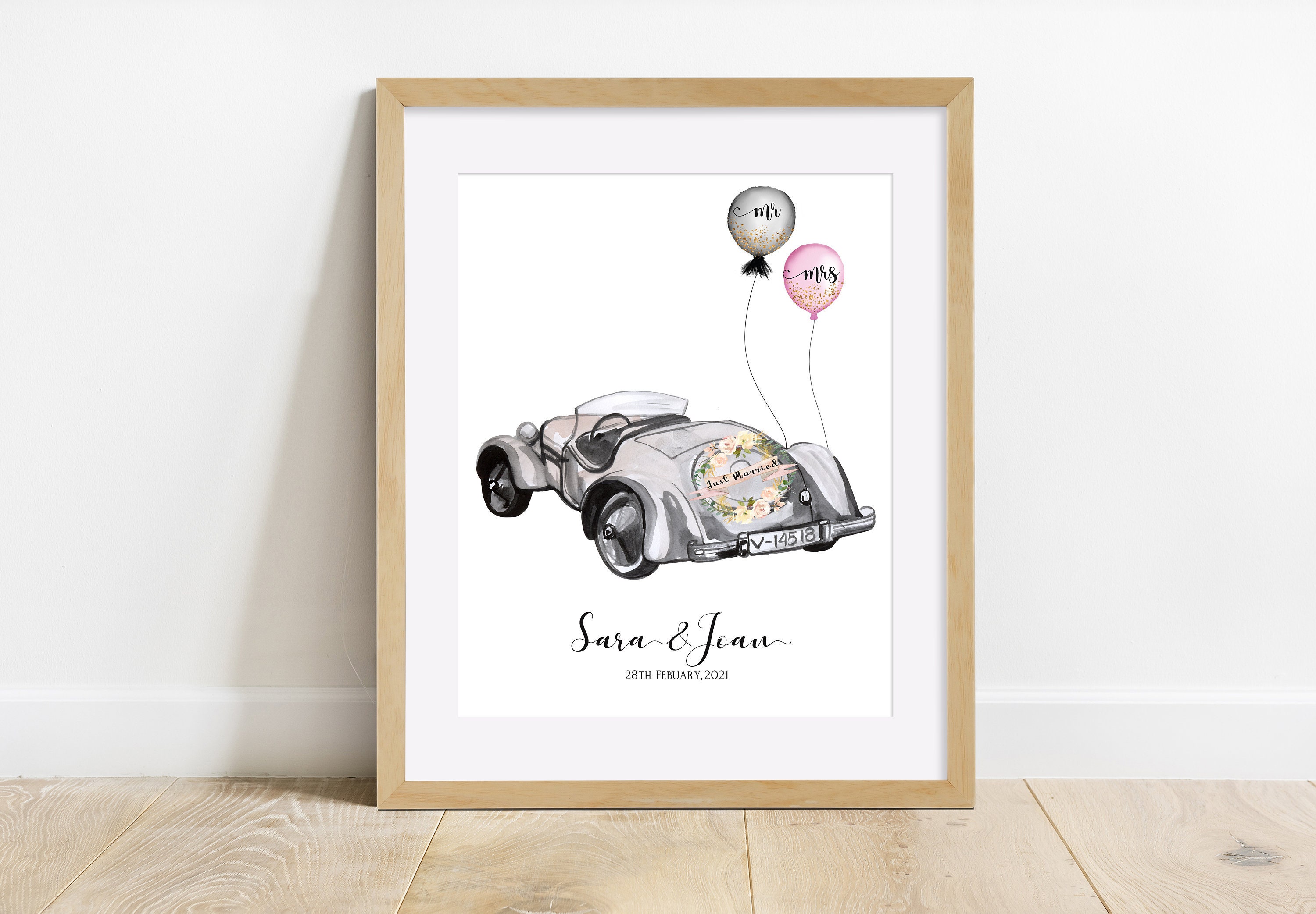 Personalized Wedding Car Print Wedding Gift Personalized Etsy