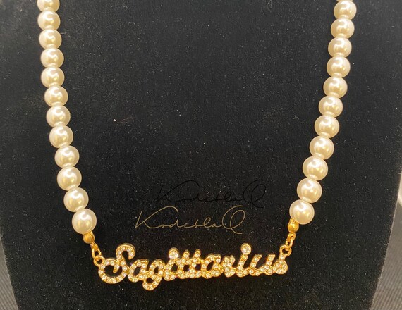 Sagittarius Zodiac Pearl Necklace 