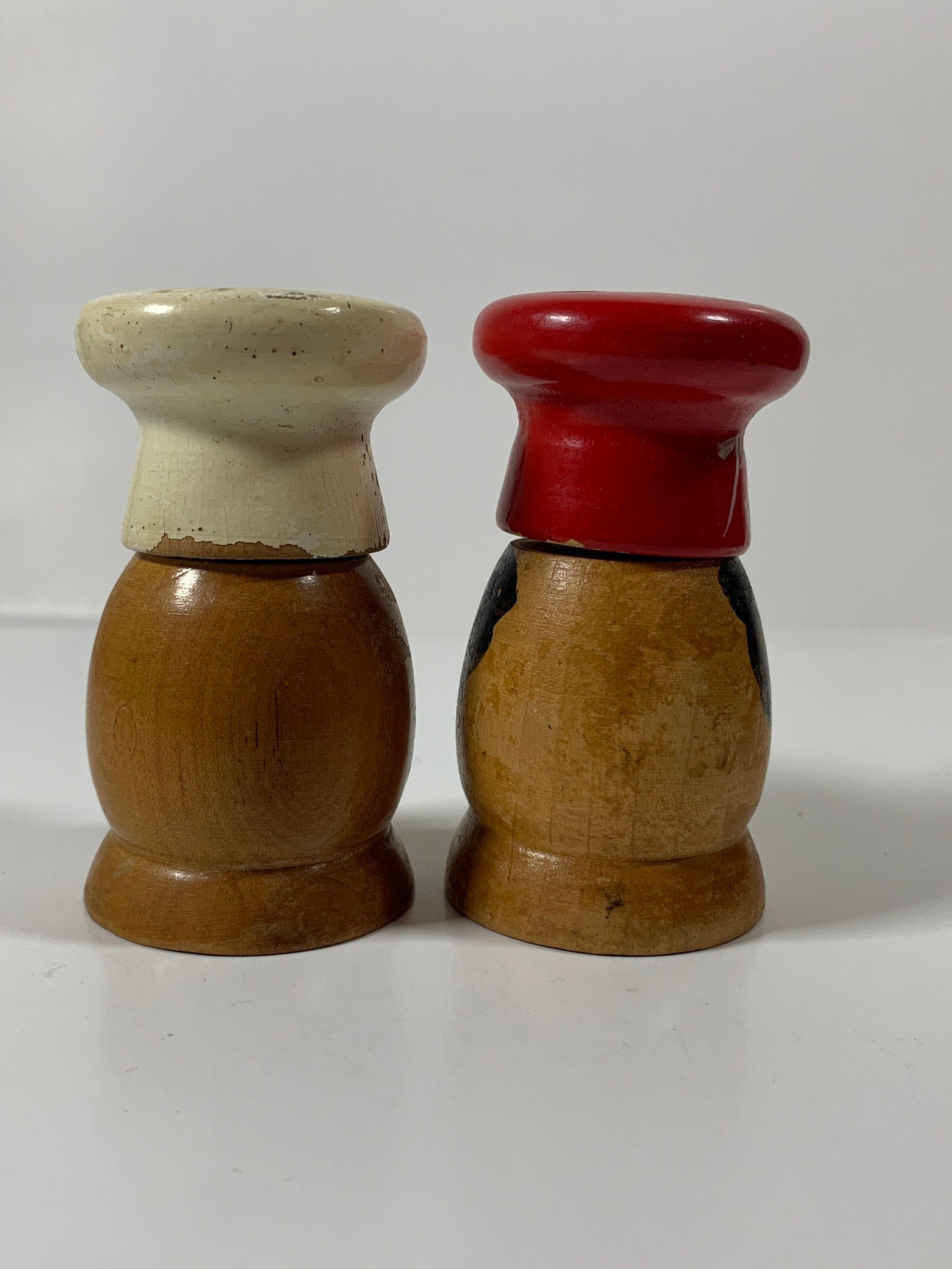 Vintage Wooden Salty and Peppy Salt and Pepper Shakers Etsy