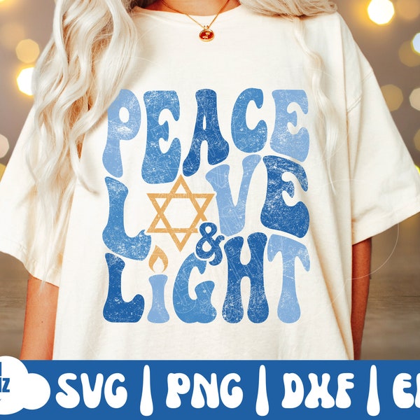 Peace Love and Light SVG | Peace Love and Light PNG | Hanukkah Svg | Hanukkah Png | Happy Hanukkah | Jewish Svg | Jewish Png | Star of David