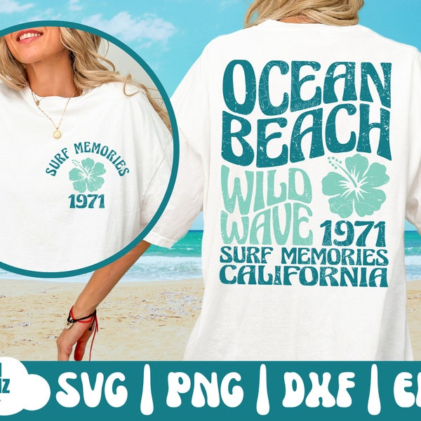 Ocean Beach SVG | Ocean Beach PNG | Beach Svg | Beach Png | Beach Vibes Svg | Beach Vibes Png | California | Retro Summer Svg | Png