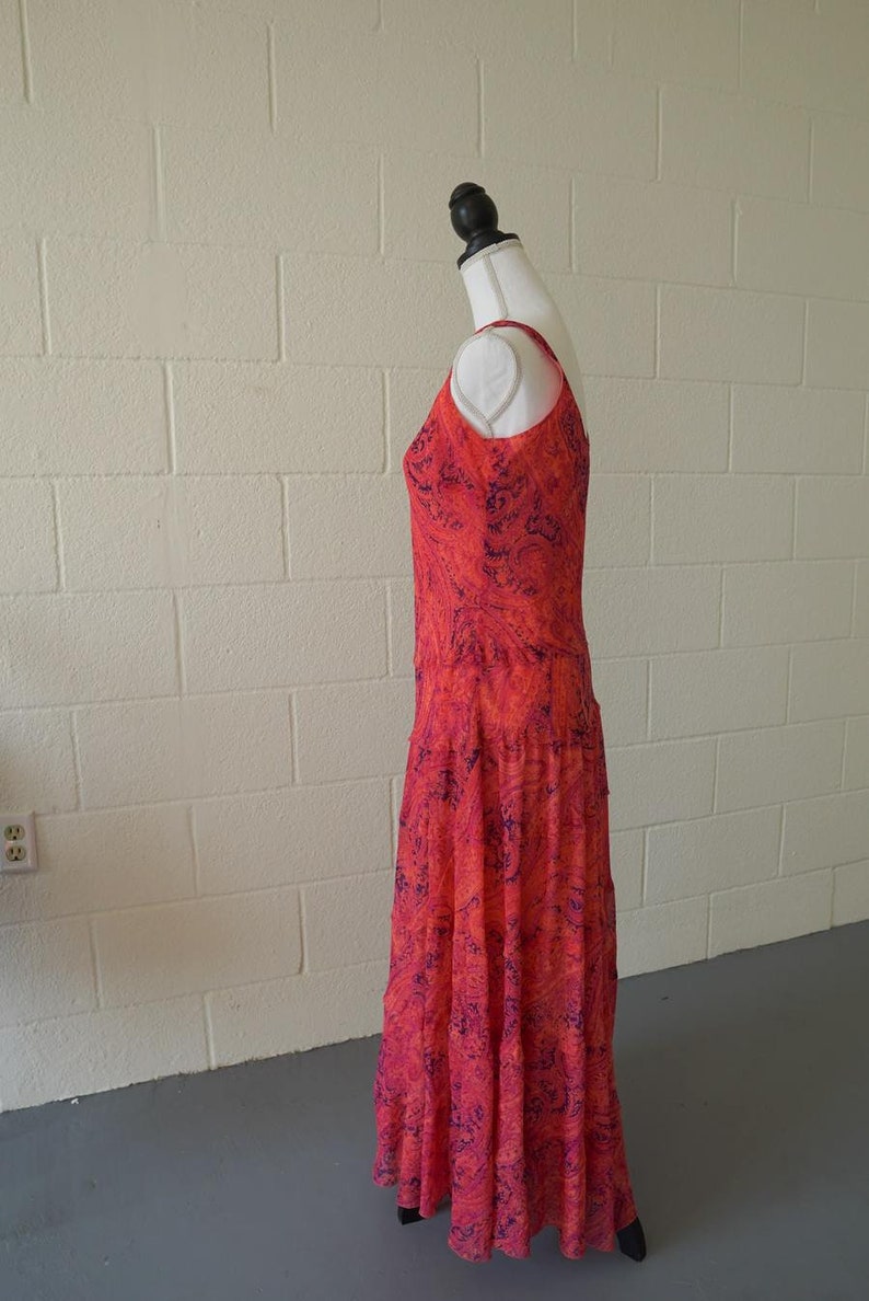 Pink Paisley Dress Vintage Boho Shift Dress Size 8 image 4