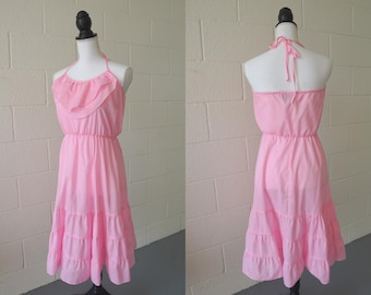 Vintage Purrr's Pink Halter Dress | Summer Halter Dress | Cotton | Size Small