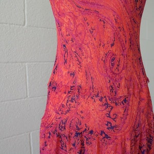 Pink Paisley Dress Vintage Boho Shift Dress Size 8 image 7