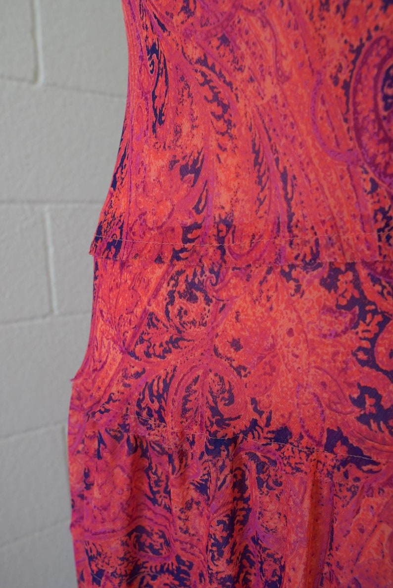 Pink Paisley Dress Vintage Boho Shift Dress Size 8 image 6