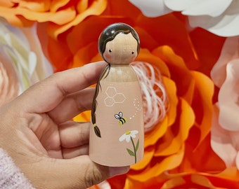 Bee Peg doll | Wooden Dolls | Keepsake Toys | Dollhouse Dolls | Handpainted Dolls