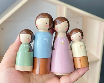 Peg Doll Family | Dollhouse Family Set | Wooden Toys