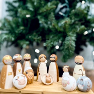 Hand Painted Wood Nativity Scene | Christmas Decoration | Christmas Gifts