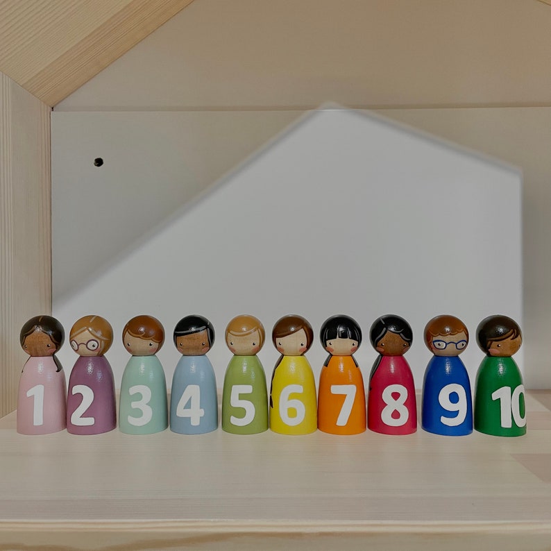 Peg Doll Numbers Wooden Counting Peg Dolls Numbers Etsy