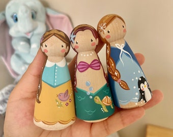 Princess Peg dolls | Wooden Toys | Dollhouse Dolls |