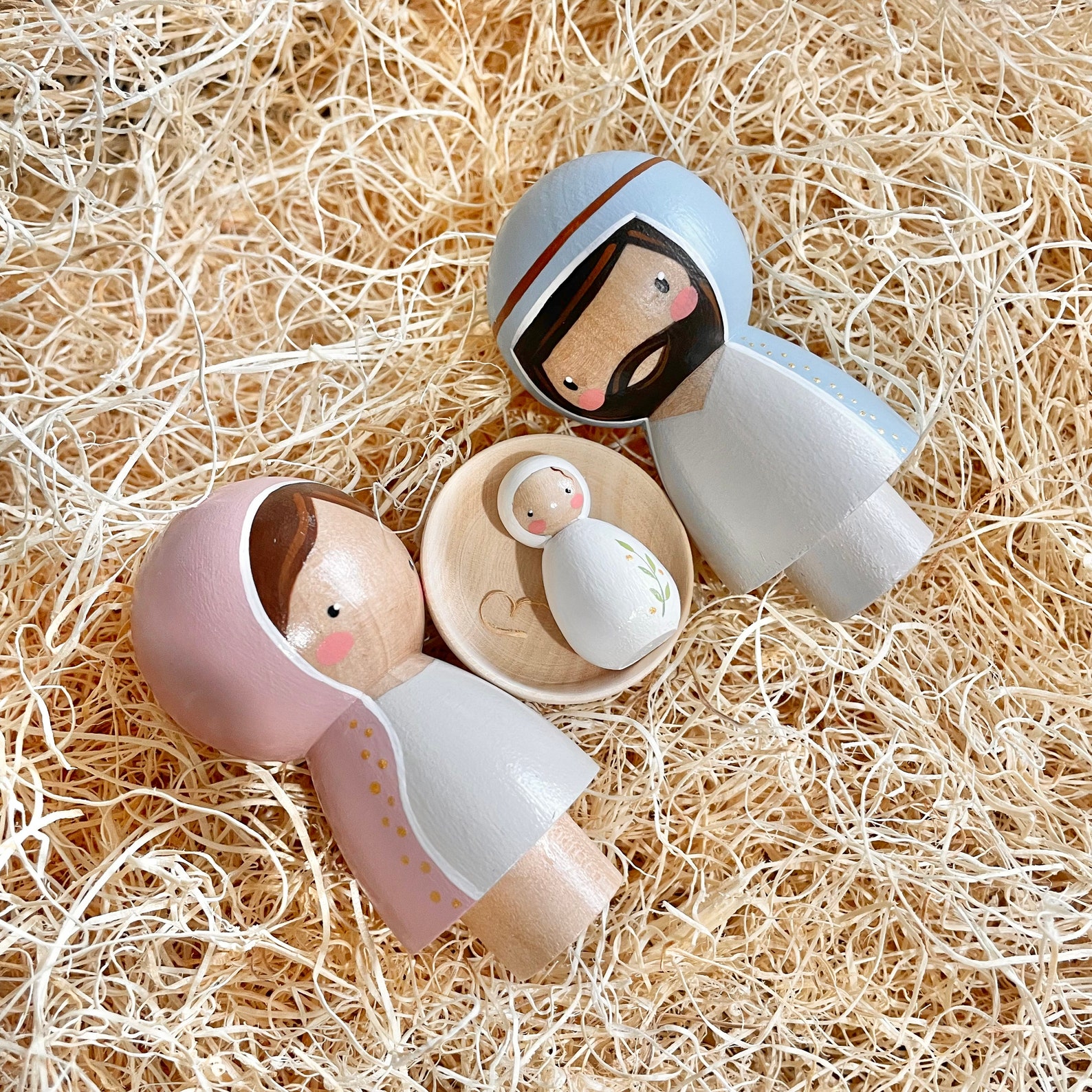 Wooden Christmas Nativity Set Kokeshi Style Christmas Etsy Canada
