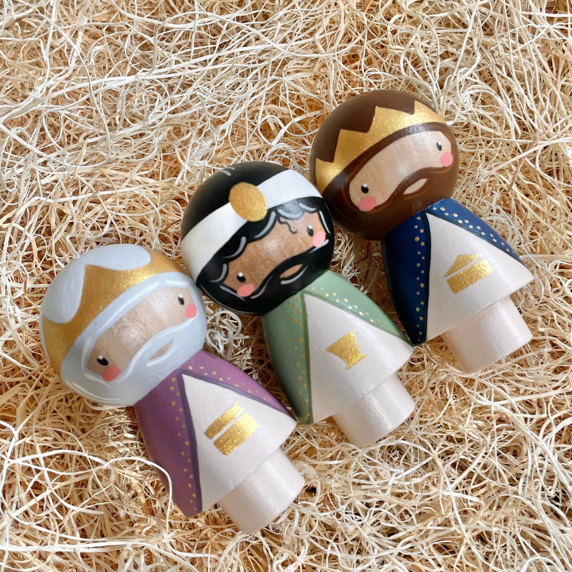 Wooden Christmas Nativity Set Kokeshi Style Christmas Etsy Canada